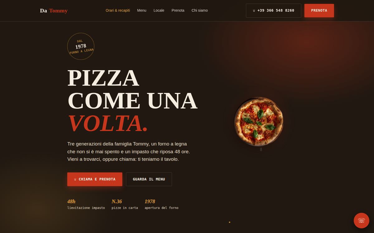 Home del sito Da Tommy