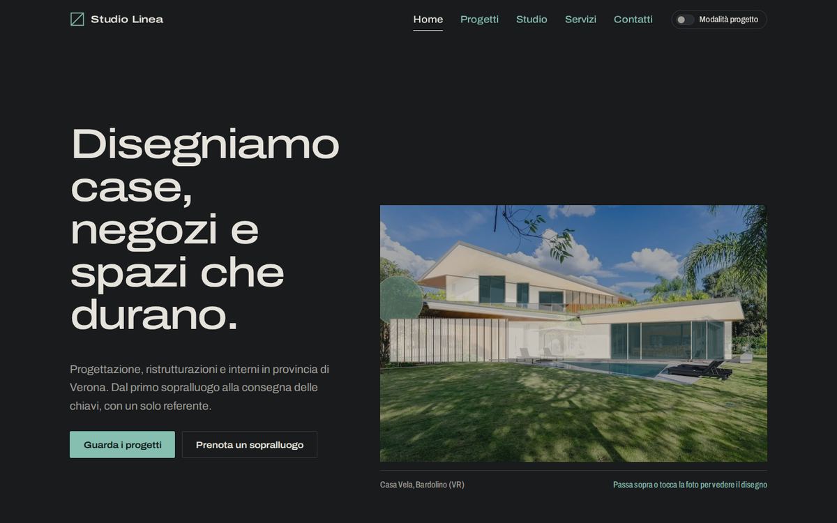 Home del sito Studio Linea